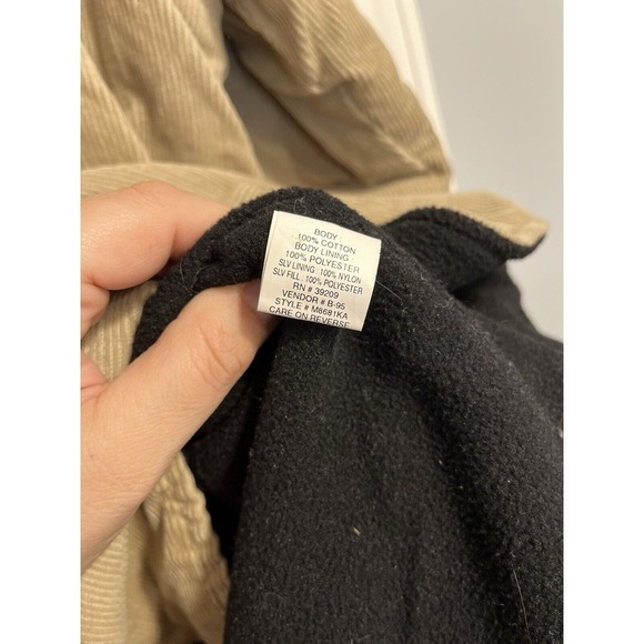Mens Jacket Coat Tan Corduroy Fleece Lined 2XL Trucker Chore Button Up Pockets - Picture 5 of 13
